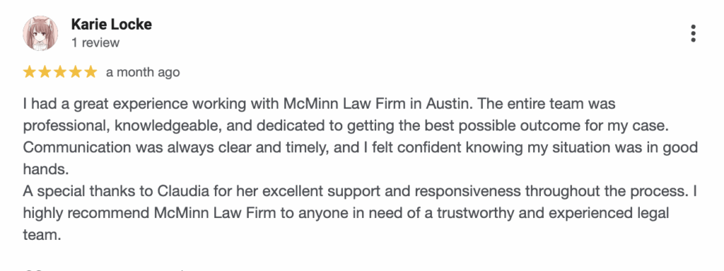 Austin Personal Injury Client Review