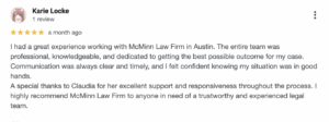 Austin Personal Injury Client Review
